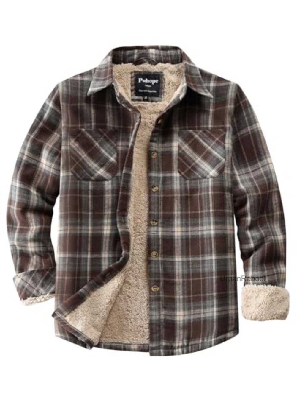 Womens Sherpa Lined Fleece Plaid Shirt Jacket Button Down